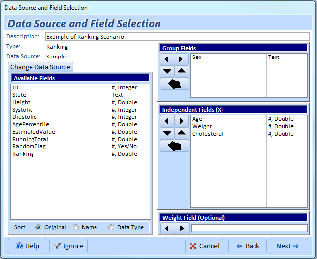 Ranking Field Selection