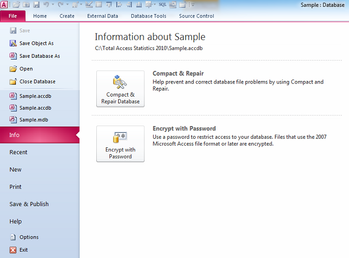 Microsoft Access Database Compact in Access 2010