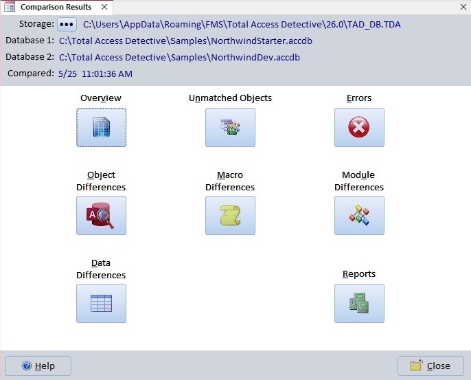 Two Database Comparison Results Form