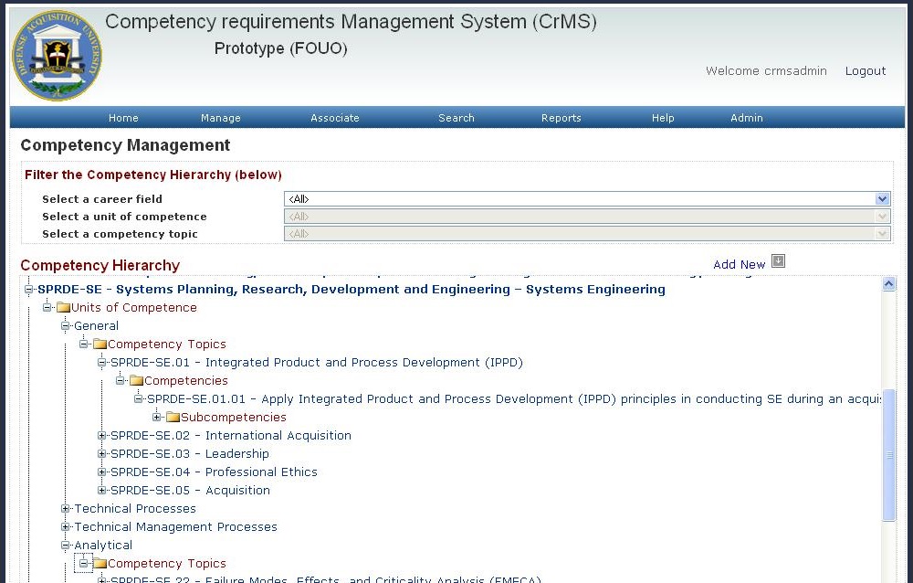 Education Coursework Competency Hierarchy