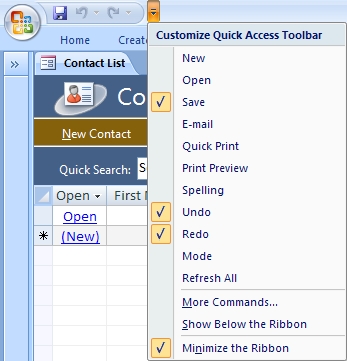 Customize Quick Access Toolbar