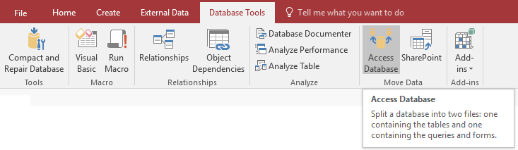 Sample Microsoft Access Database to Split