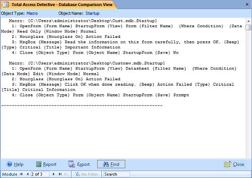 Microsoft Access Macro Comparisons Line-by-Line