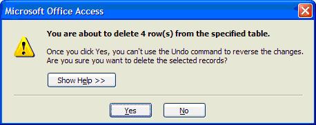 Microsoft Access Delete Query Warning Records to Delete